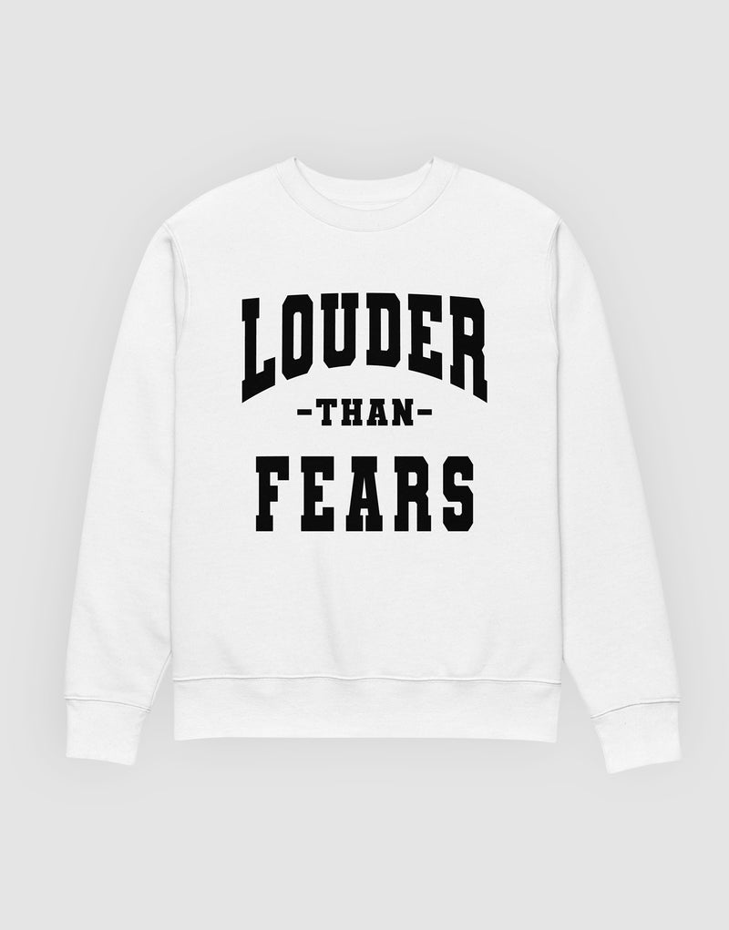 Unisex Longsleeve Louder than Fears White - Front View