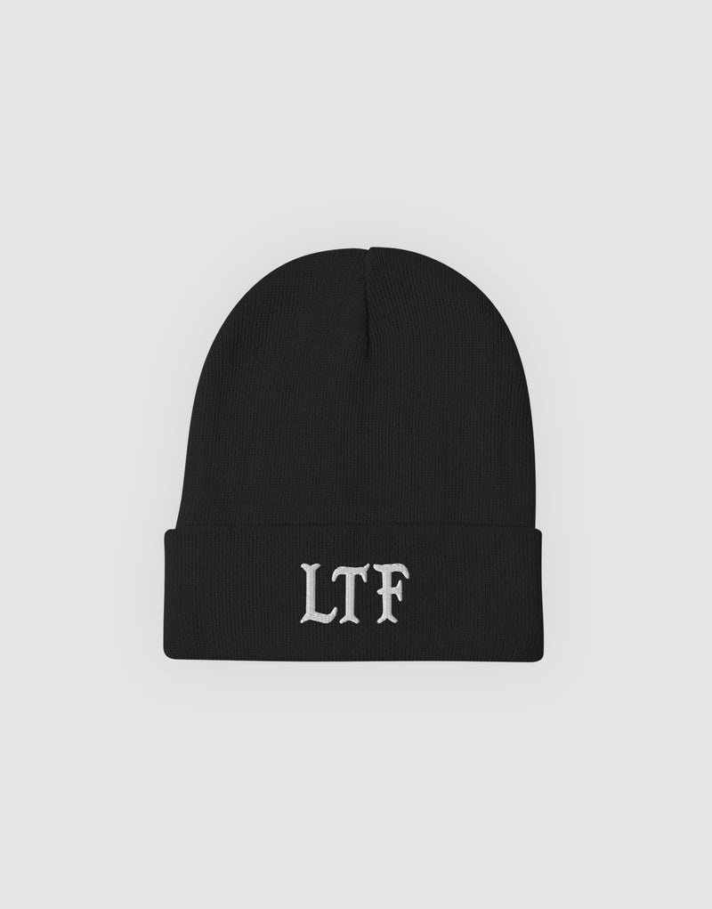 Unisex Louder than fears Logo Embroidery Beanie Black
