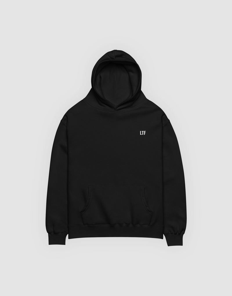 Unisex Louder than fears Logo Embroidery Hoodie Black - Front View