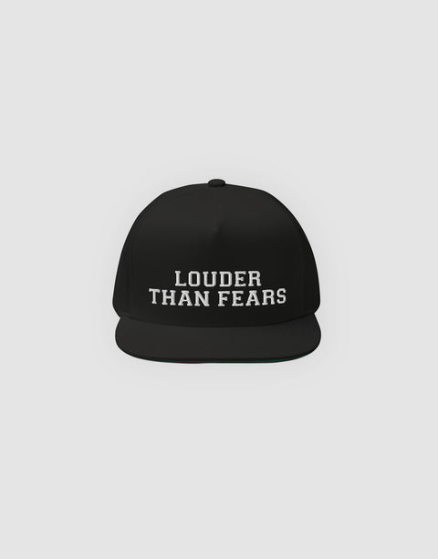 Unisex Louder than fears Logo Embroidery Snapback Black