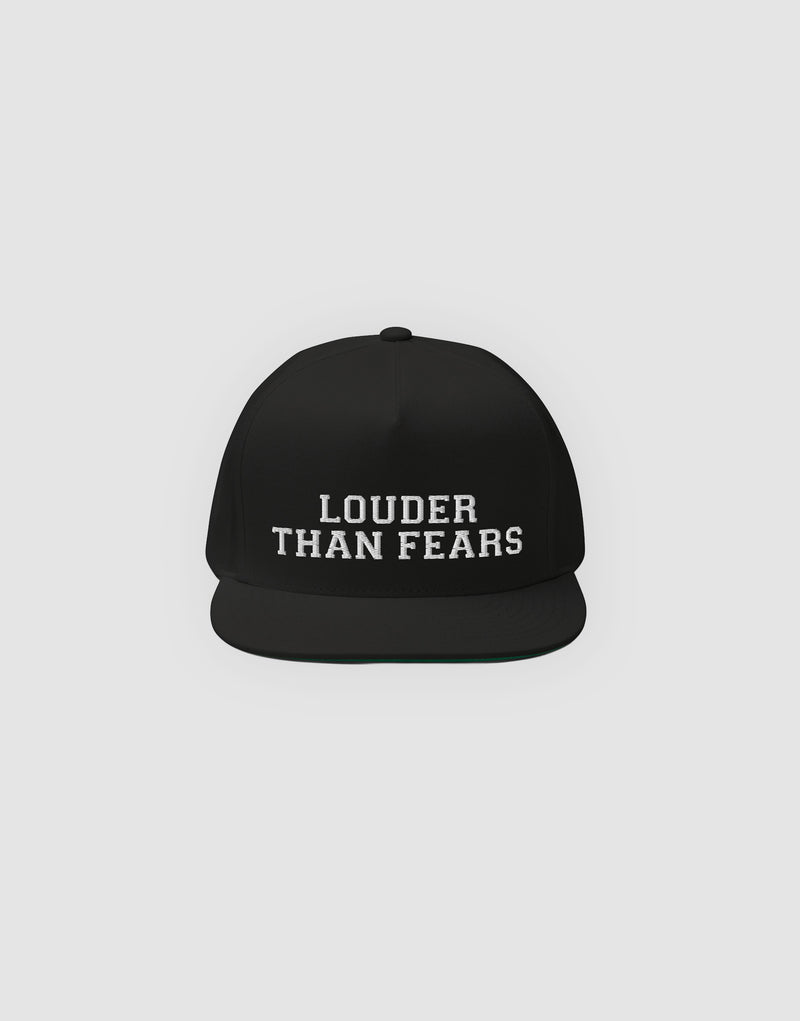 Unisex Louder than fears Logo Embroidery Snapback Black