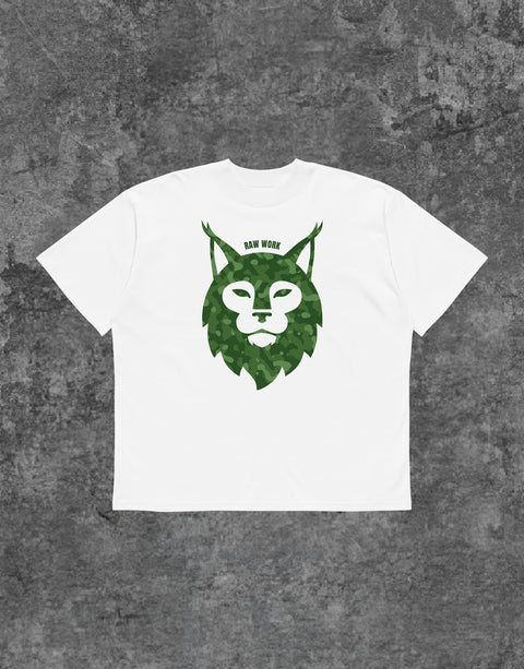 Unisex Lynx Camouflage Tshirt White - Front View