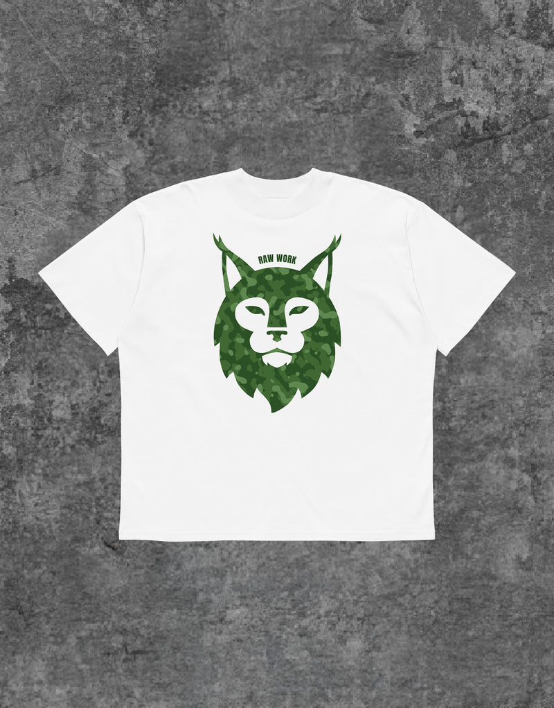 Unisex Lynx Camouflage Tshirt White - Front View