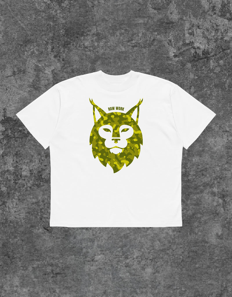 Unisex Lynx Camouflage Tshirt White - Front View