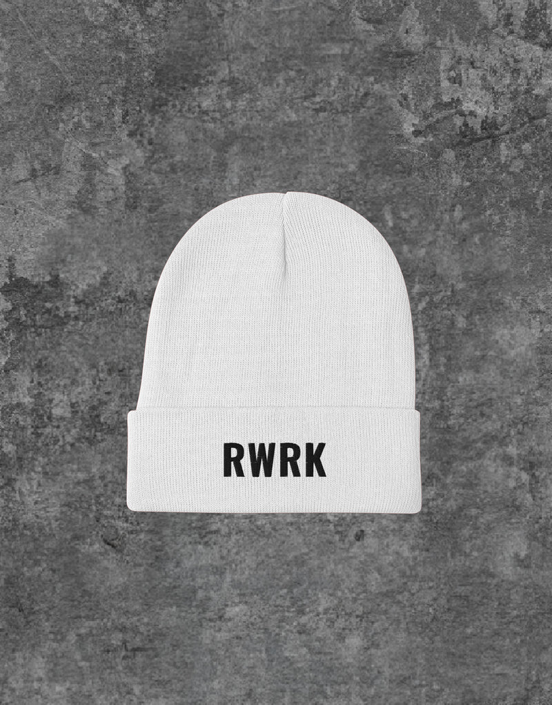 Unisex RWRK Logo Embroidery Beanie White