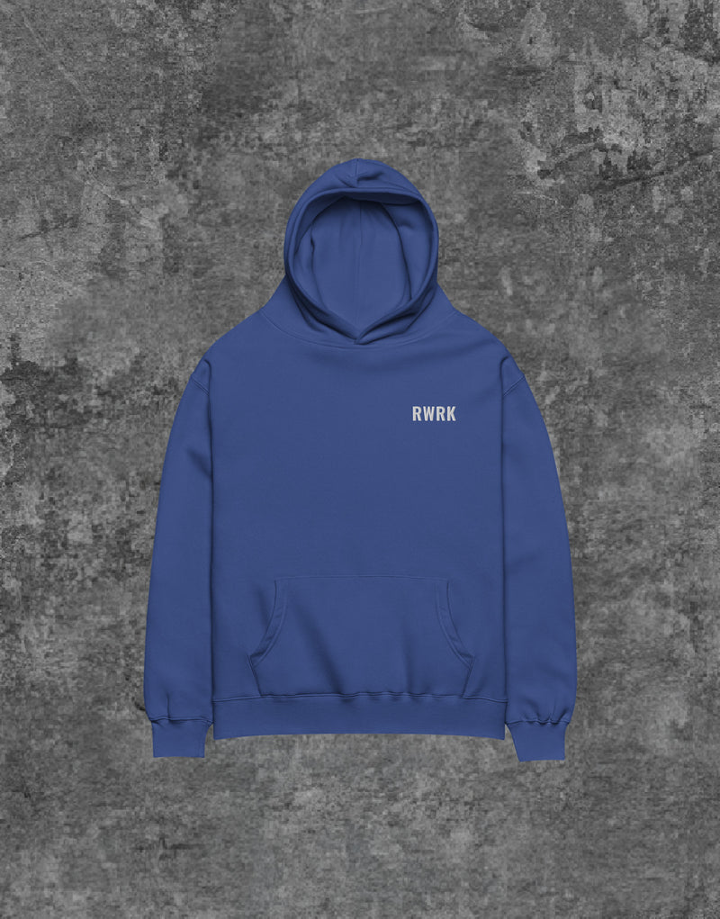 Unisex RWRK Logo Embroidery Hoodie Blue - Front View