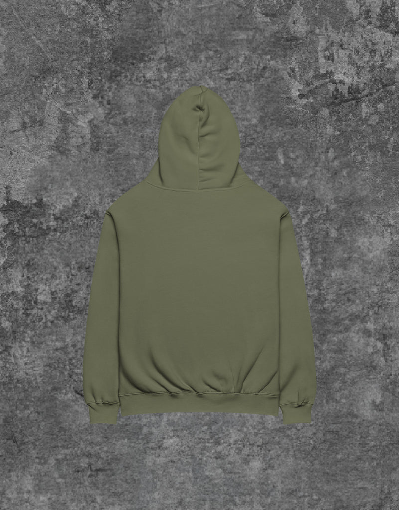 Unisex RWRK Logo Embroidery Hoodie Olive - Back View