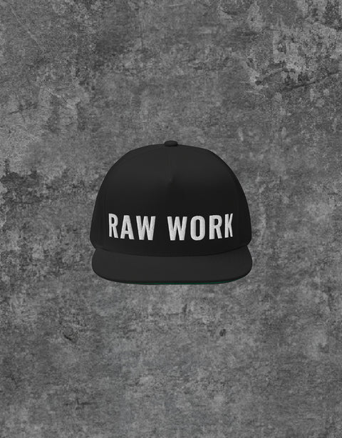 Unisex Raw Work Logo Embroidery Snapback Black