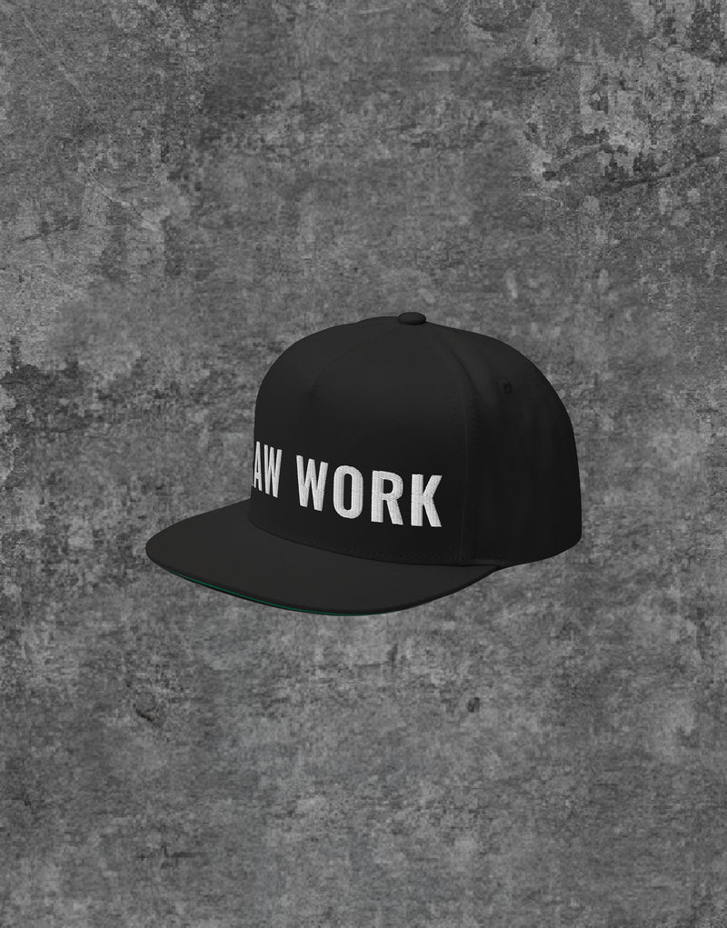 Unisex Raw Work Logo Embroidery Snapback Black Side