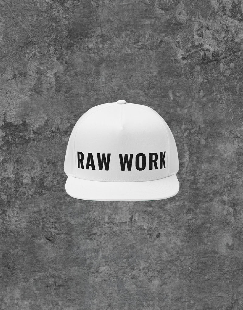Unisex Raw Work Logo Embroidery Snapback White 