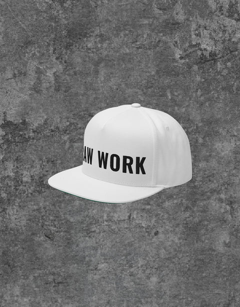Unisex Raw Work Logo Embroidery Snapback White Side