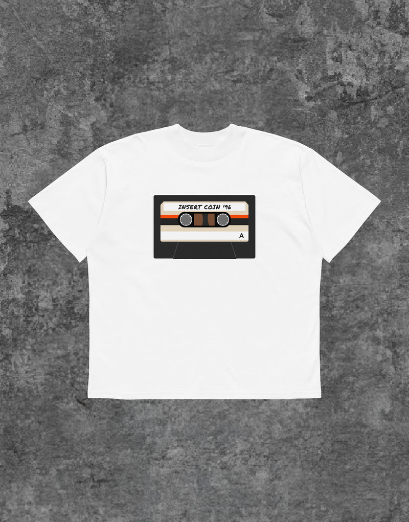 Unisex Retro Tshirt Insert Coin White - Front View