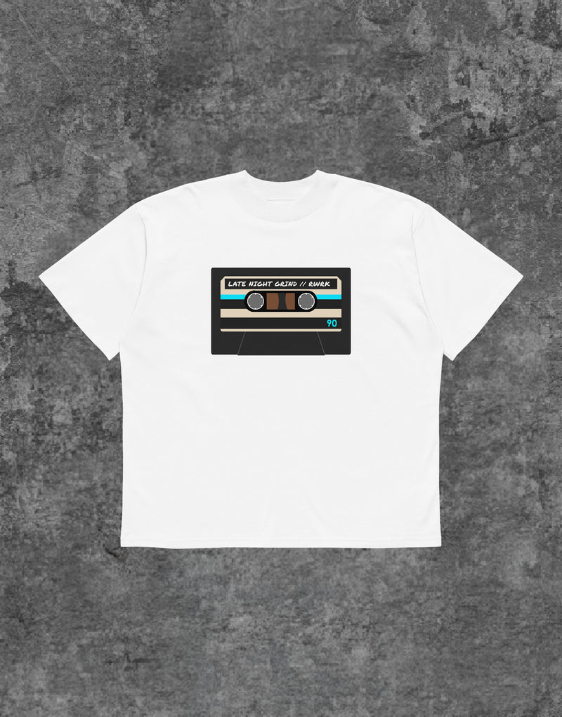 Unisex Retro Tshirt Late Night Grind White - Front View