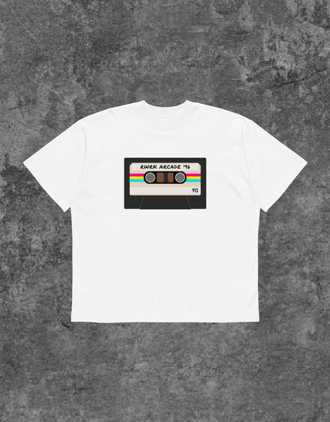 Unisex Retro Tshirt RWRk Arcade White - Front View