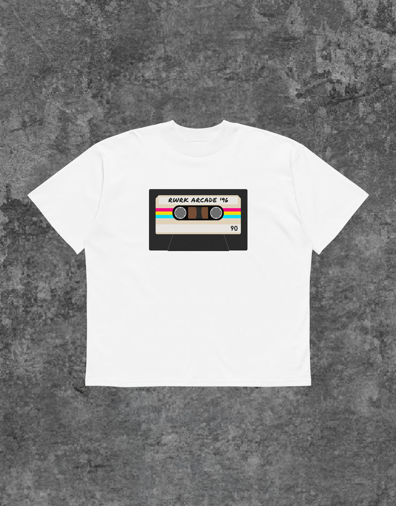 Unisex Retro Tshirt RWRk Arcade White - Front View
