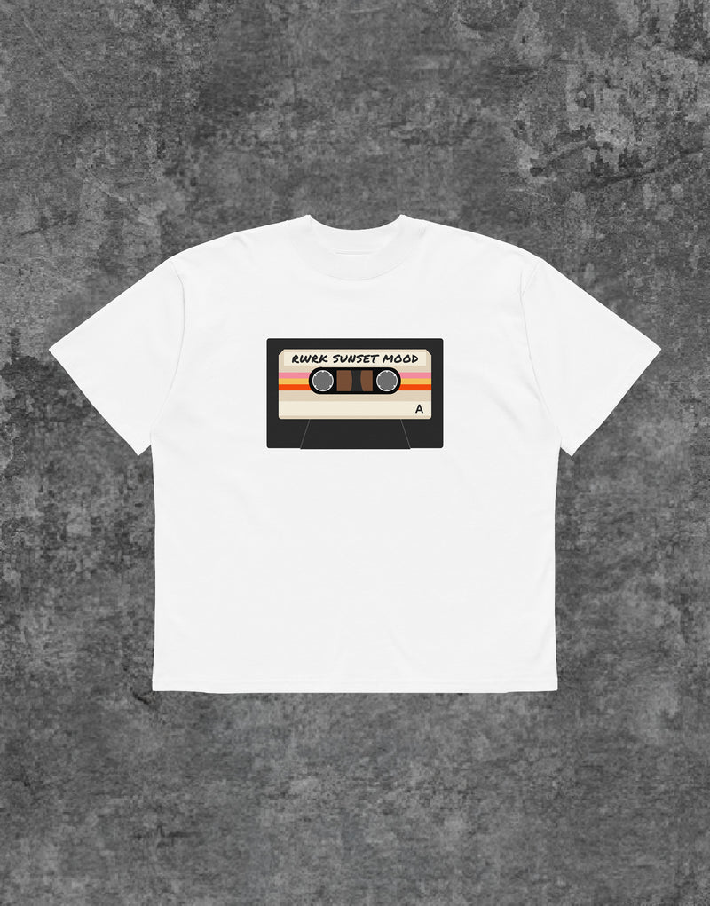 Unisex Retro Tshirt Sunset Mood White - Front View